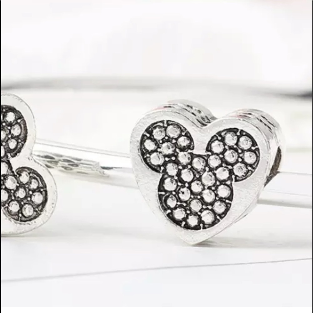 NEW•Silver Heart w/Mickey head DIY charm/bead - Picture 2 of 6